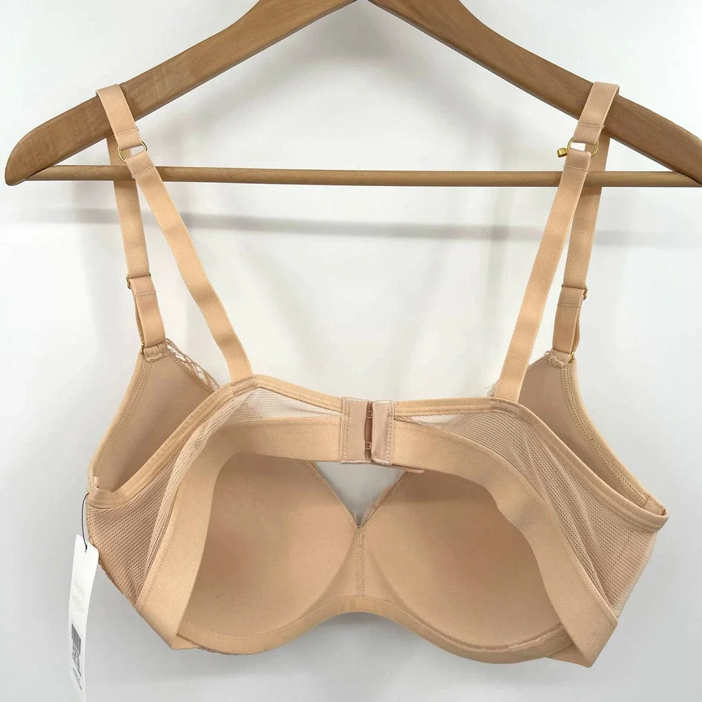 NWT Lively The Lace No-Wire Push-Up Bra in Toasted Almond Size 38D Nude Wireless